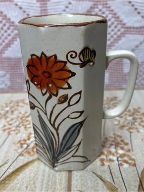 Vintage Japanese Stoneware Mug | Otagiri Style Floral & Butterfly